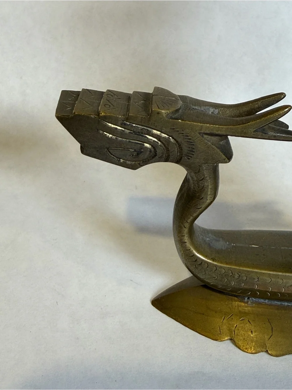 Vintage Brass Dragon Boat Pagoda Candle Holder Asian Dragon Candlestick Decor